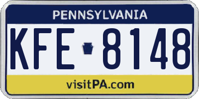 PA license plate KFE8148