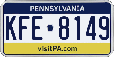 PA license plate KFE8149