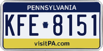 PA license plate KFE8151