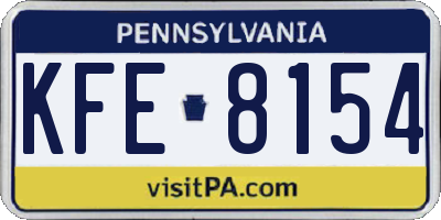PA license plate KFE8154