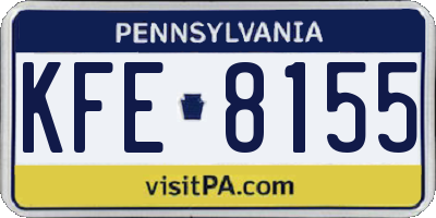 PA license plate KFE8155
