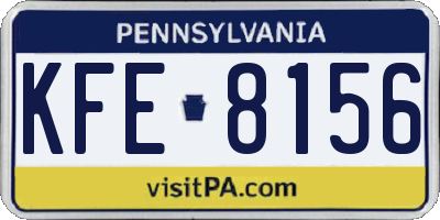 PA license plate KFE8156