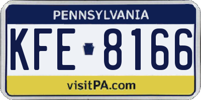 PA license plate KFE8166