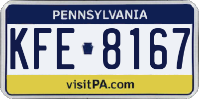 PA license plate KFE8167