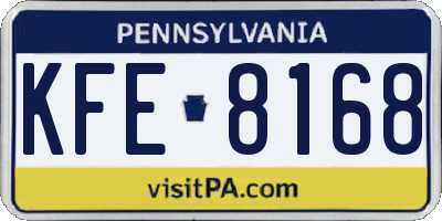 PA license plate KFE8168