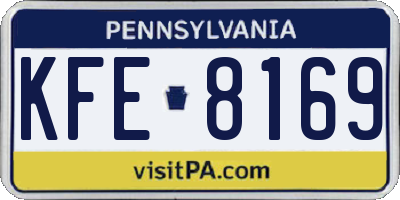 PA license plate KFE8169