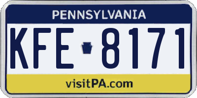 PA license plate KFE8171