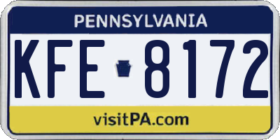 PA license plate KFE8172