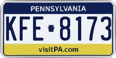 PA license plate KFE8173