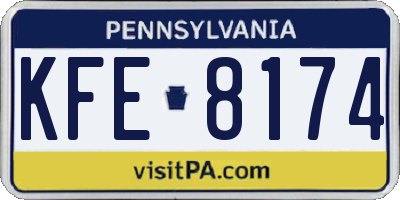 PA license plate KFE8174