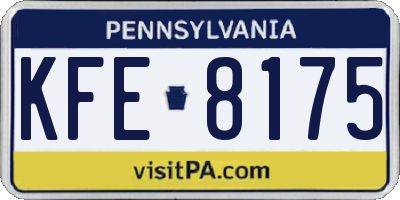 PA license plate KFE8175