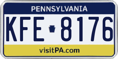PA license plate KFE8176