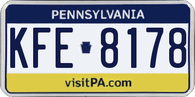 PA license plate KFE8178