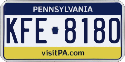 PA license plate KFE8180