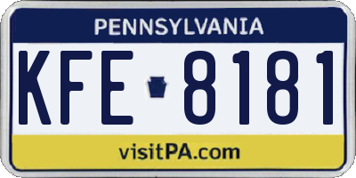 PA license plate KFE8181