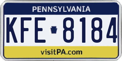 PA license plate KFE8184