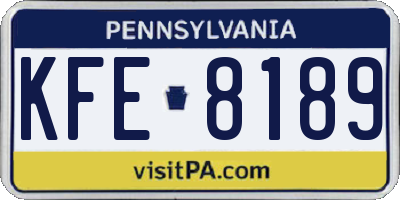 PA license plate KFE8189