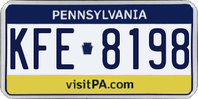 PA license plate KFE8198