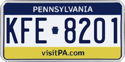 PA license plate KFE8201