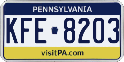 PA license plate KFE8203