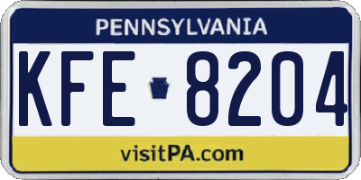 PA license plate KFE8204