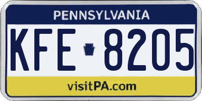 PA license plate KFE8205