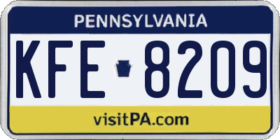 PA license plate KFE8209