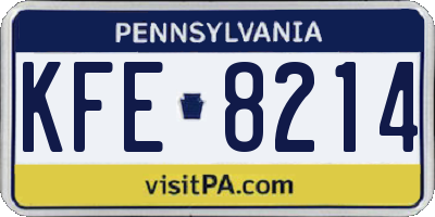 PA license plate KFE8214