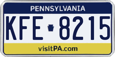 PA license plate KFE8215