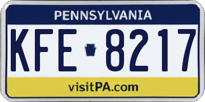 PA license plate KFE8217