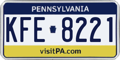 PA license plate KFE8221