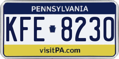 PA license plate KFE8230