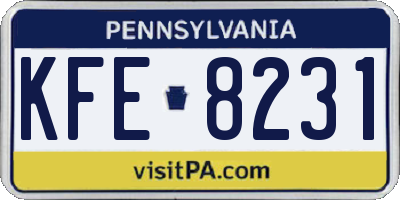 PA license plate KFE8231