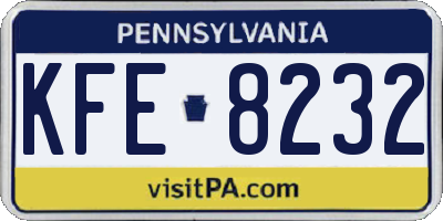 PA license plate KFE8232