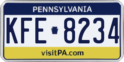 PA license plate KFE8234