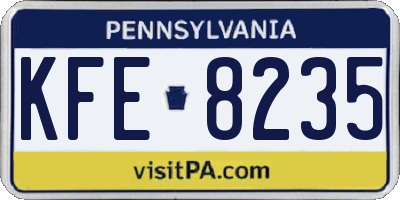 PA license plate KFE8235