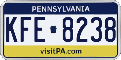 PA license plate KFE8238