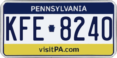 PA license plate KFE8240