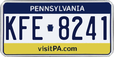 PA license plate KFE8241