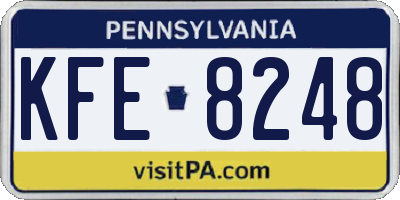 PA license plate KFE8248