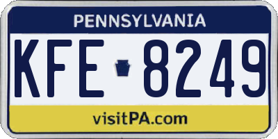 PA license plate KFE8249