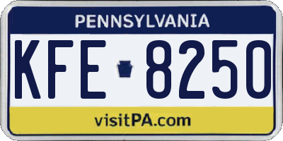 PA license plate KFE8250