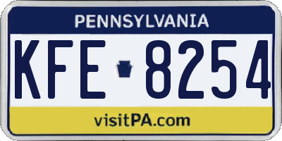 PA license plate KFE8254