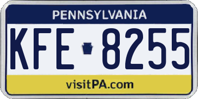 PA license plate KFE8255