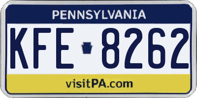 PA license plate KFE8262
