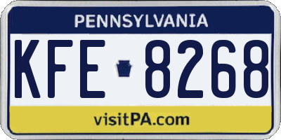 PA license plate KFE8268