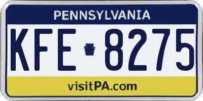 PA license plate KFE8275