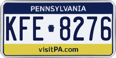 PA license plate KFE8276