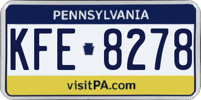 PA license plate KFE8278
