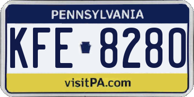 PA license plate KFE8280